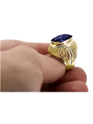 14K жълто злато Сапфир Пръстен Винтидж стил vrc089y